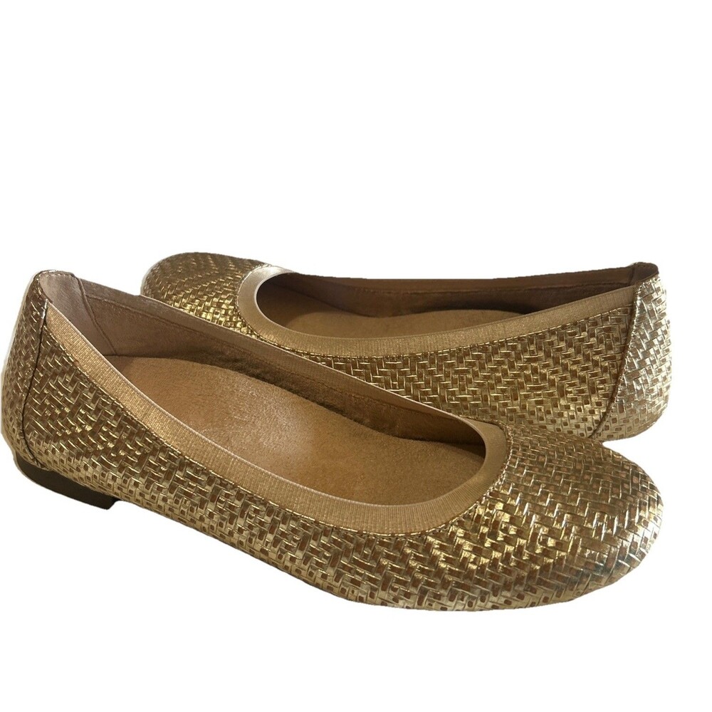 Vionic Gold Woven Ballet Flats - Picture 3 of 15